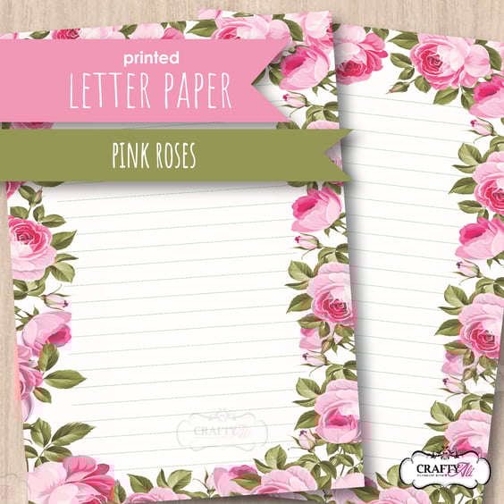 Letter Writing Paper - Pink Rose Frame