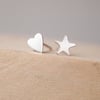 Silver and Heart Mismatched Stud Earrings
