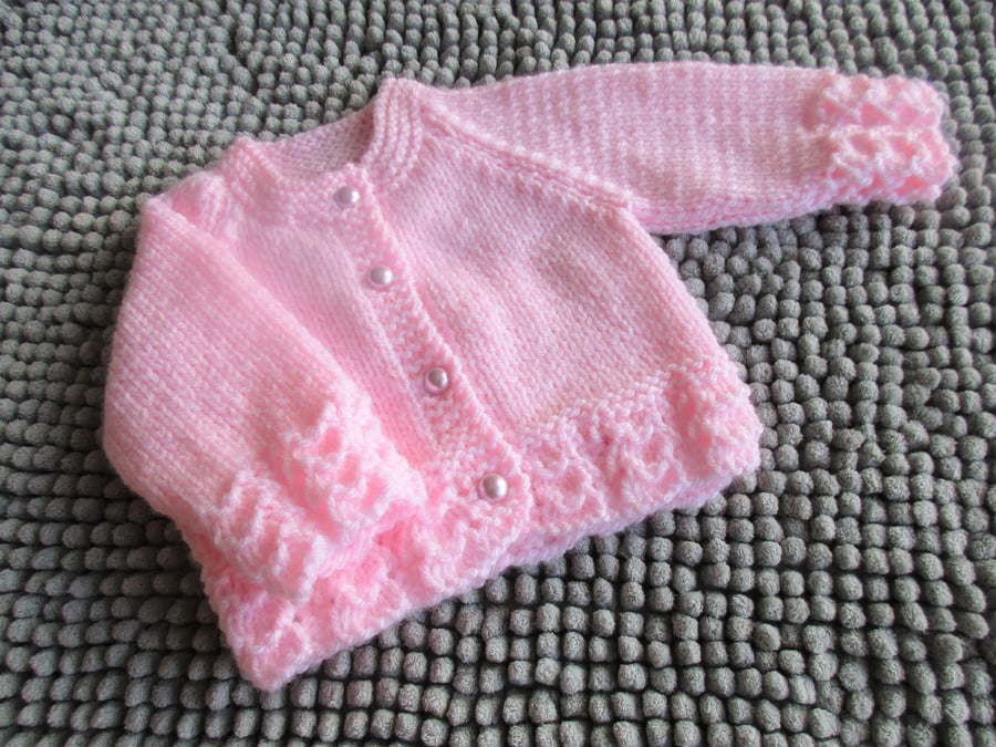 12" Premature Baby Girls Cardigan