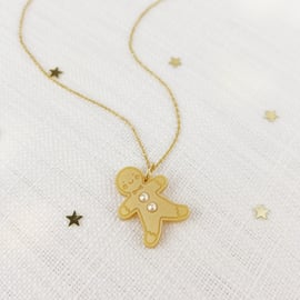 Mini Pearly Gingerbread Folk Necklace