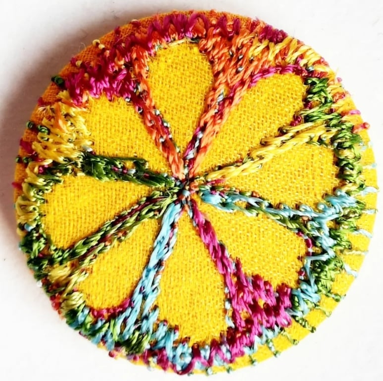 Buttons 1 inch button Hand Dyed Silks and Cottons Free Machine Embroidery Button