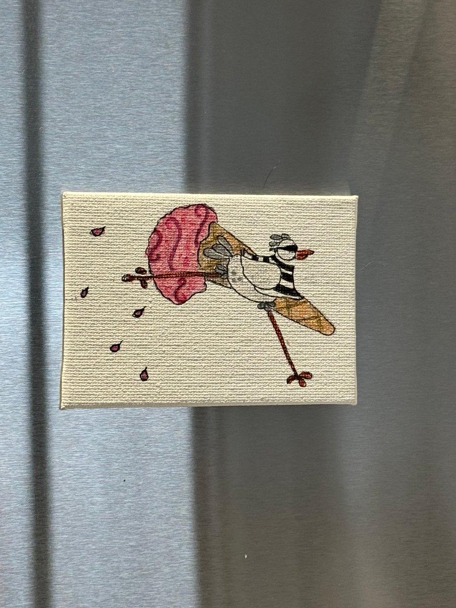 Seagull Stealing a Raspberry Ripple Ice Cream Cone Magnet