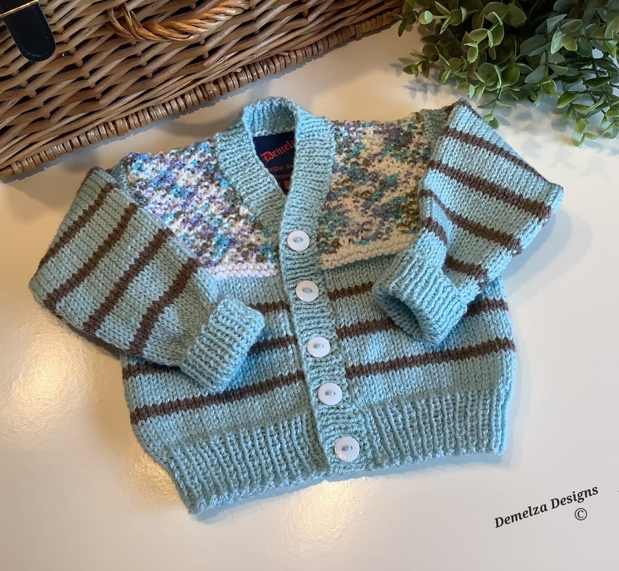 Baby Boy's Hand Knitted Cardigan  9 -18 months size