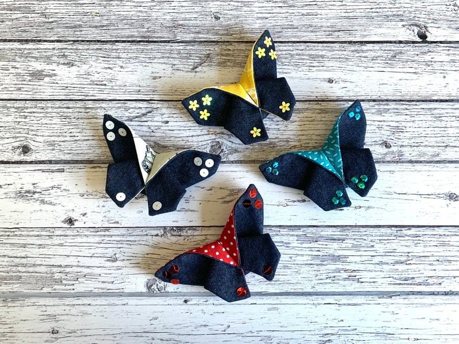 Sequin Butterfly Origami Brooch 