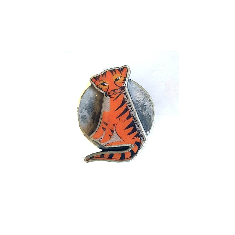 Amazing statement Tiger and moon William Blake Resin Brooch by EllyMental