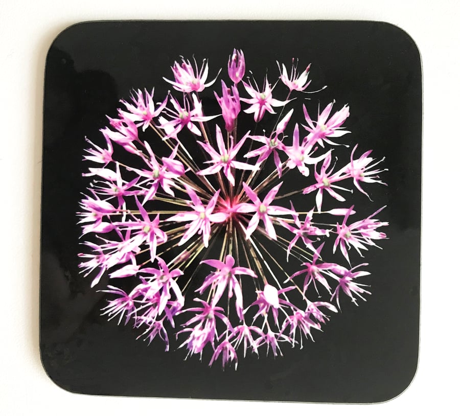 Pink Allium Flower Coaster 