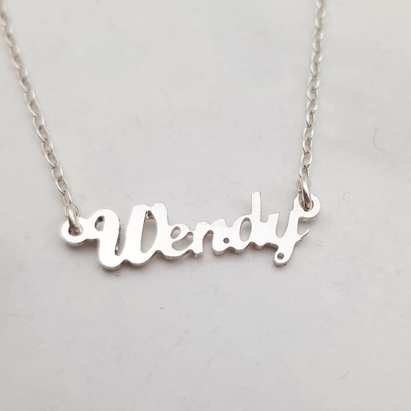 Cut out name personalised sterling silver necklace 