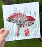 Wild Mushroom Wall Art, Limited Edition Handmade Screenprint - Image 4