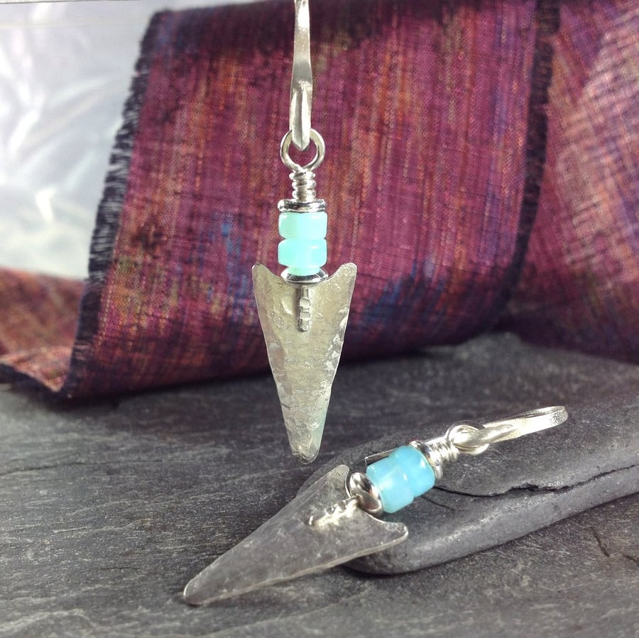 Silver and peruvian opal earrings