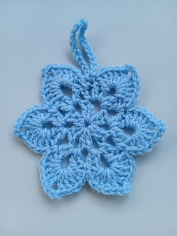Crochet Christmas Snowflake (Light Blue) - festive decoration