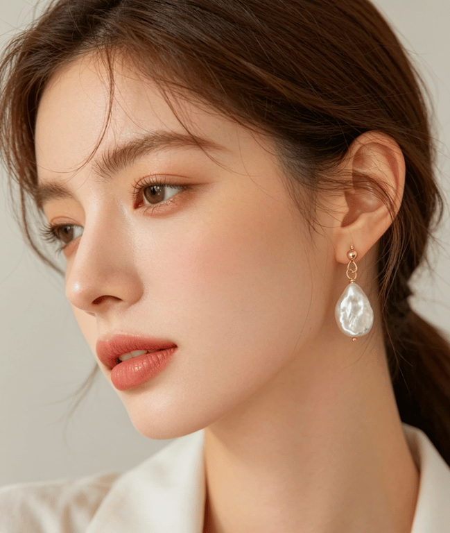 Baroque freshwater pearl earrings white wedding bridal 