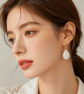 Baroque freshwater pearl earrings white wedding bridal 