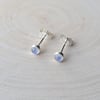 3mm Moonstone Recycled Sterling Silver Stud Earrings