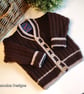 SALE Designer Baby Boy's  Hand Knitted Cosy Warm Cardigan  6-12  mths size - Image 2