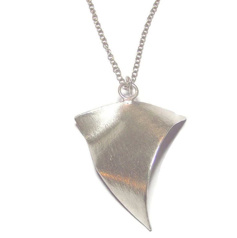 Unique Sterling Silver Handmade Pendant, Sculptural Triangle Design