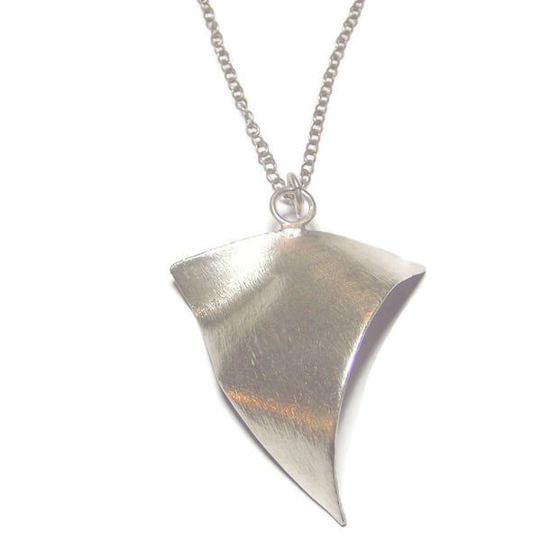 Sculptural triangle sterling silver handmade pendant