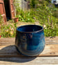 Handmade Dark Blue Stoneware Plant Pot