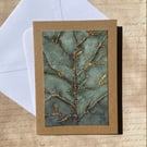 Textured Gold Tree Card – Watercolour with Raised Gold Relief Detail