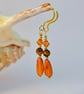 Amber, Tiger Eye & Crystal Earrings, Birthday, Anniversary, Gifts For Her - Image 1