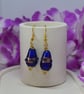 Blue and Gold Teardrop Earrings - Image 1