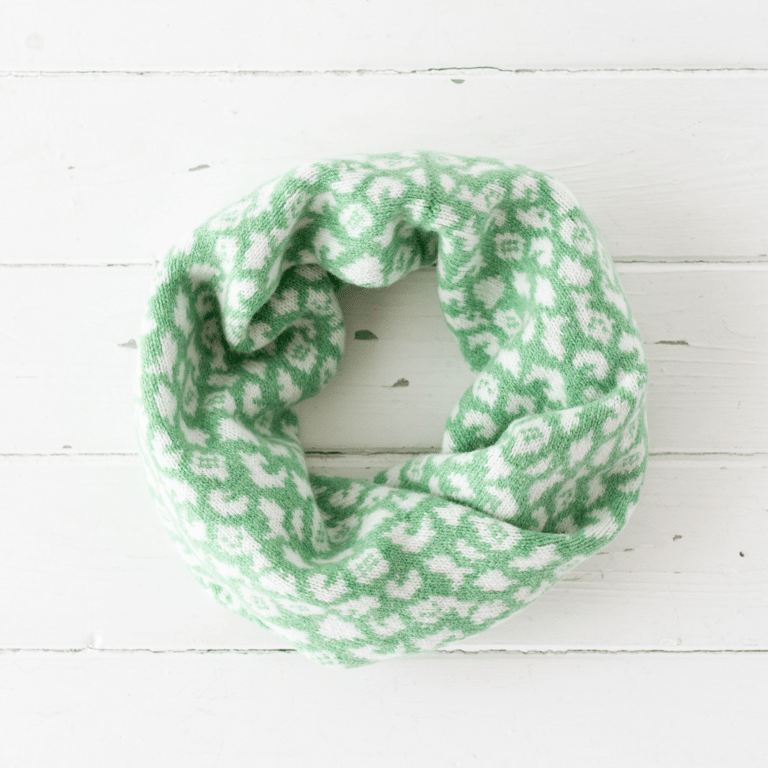 Summer Seconds Leopard snood cowl - springtime and white