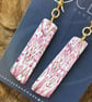 Patterned Pink and White Drop Earrings - Image 3