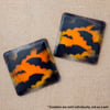 Halloween Bat Fused Glass Drinks Coaster Halloween Bats Orange and Black Coaster