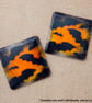 Halloween Bat Fused Glass Drinks Coaster Halloween Bats Orange and Black Coaster