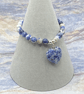 Sodalite stone stretchy bracelet with silver plated heishi beads - Image 3