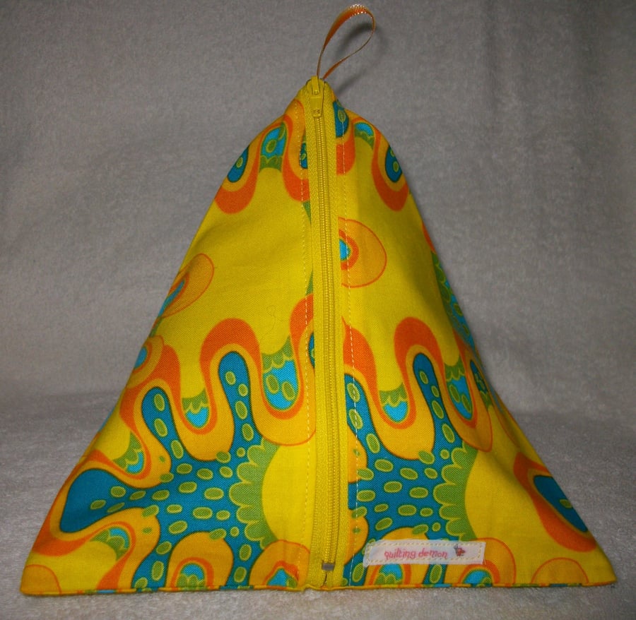 Pyramid Purse In Acid Yellow Print Cotton