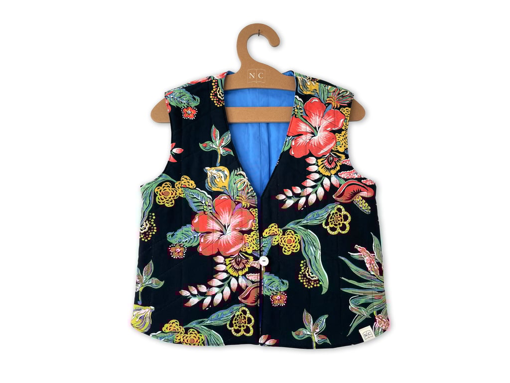 Hawaiian Summer Handmade Quilted Vest (Size Small UK 8-10)