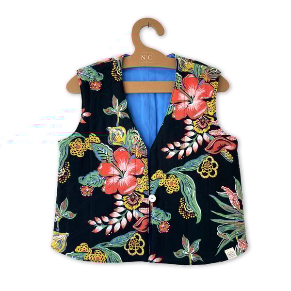 Hawaiian Summer Handmade Quilted Vest (Size Small UK 8-10)