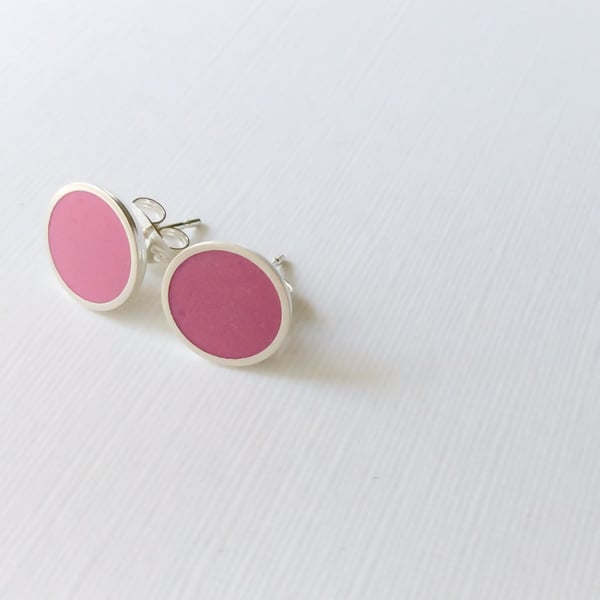 Colour Dot Studs Pink, Minimalist, Everyday Earrings 
