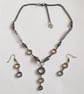 Hematite Circles Necklace and Earrings Set With Gunmetal Wirework