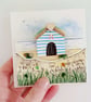 3D Beach Hut Desk Art, Handmade Coastal Watercolour, One-of-a-Kind Seaside Gift - Image 5