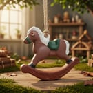 Handmade Air-Dry Clay Rocking Horse Decoration