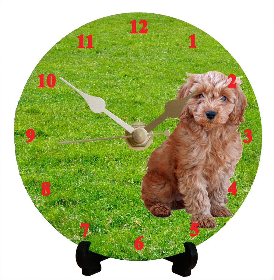 12cm DIY clock kit - Red Cockapoo - Wall or desk clock for dog lovers