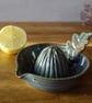 Hand Thrown Small Blue Stoneware Lemon Juicer 