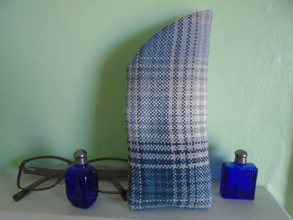 Blue Tweed Glasses Case 