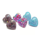 Heart Shaped Stud Earrings with Glitter and Inclusions