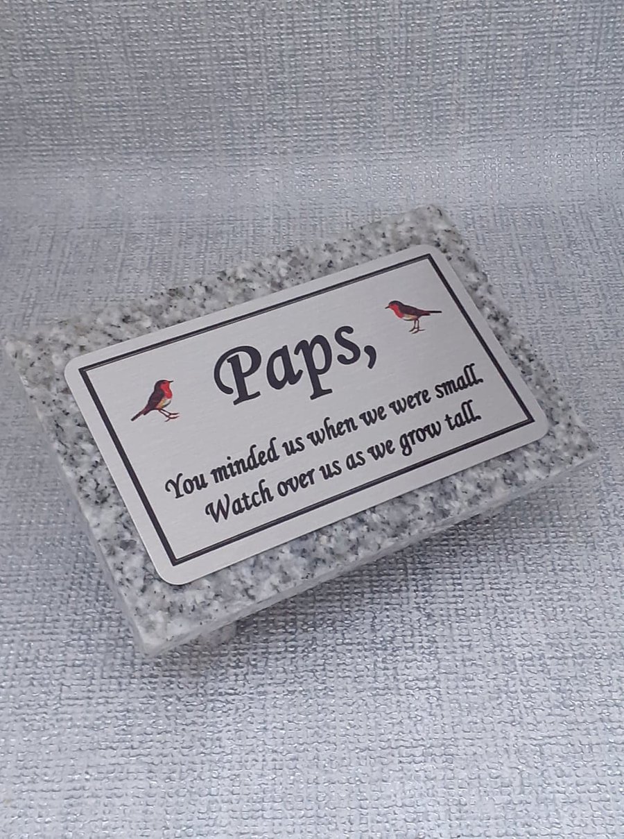 Small Grey Granite Memorial  Grave Ornament Tree Cemetery Plaque 