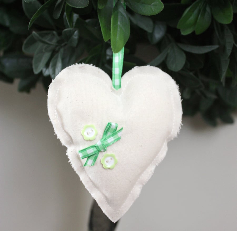 Heart Hanging Decoration - Green Gingham