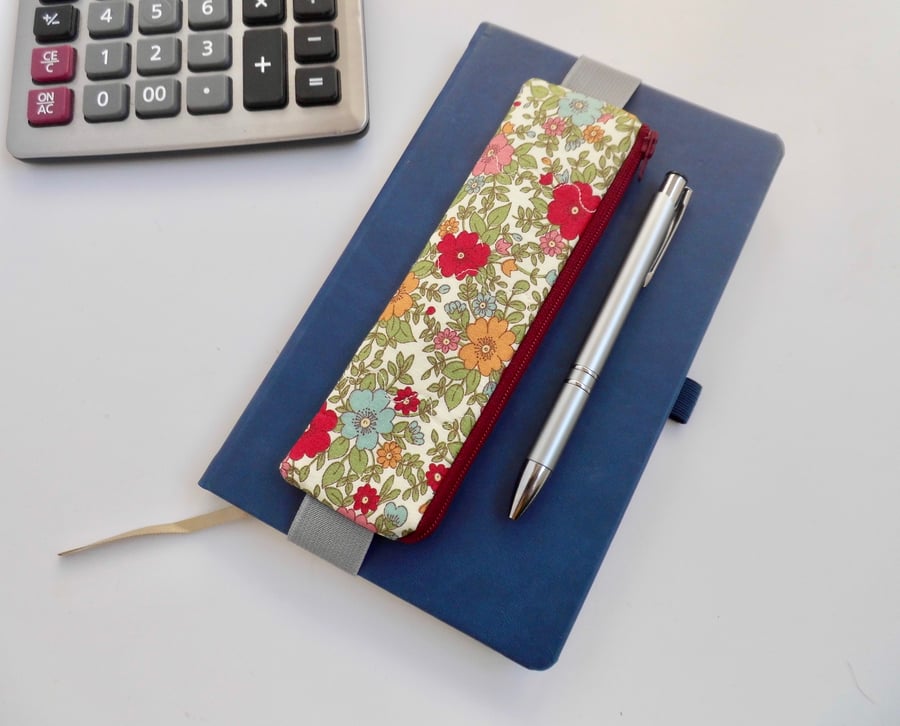 Pencil case for cover of book diary journal fun floral fabric