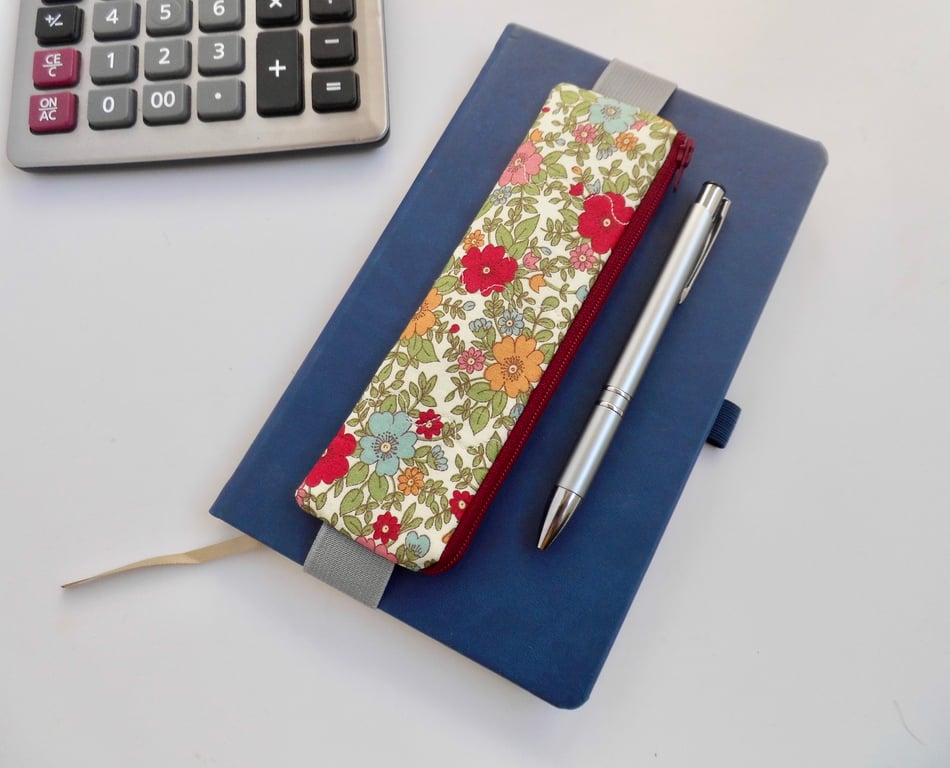  Pencil case for cover of book diary journal fun floral fabric