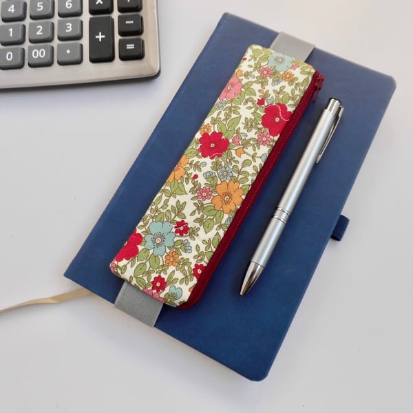  Pencil case for cover of book diary journal fun floral fabric