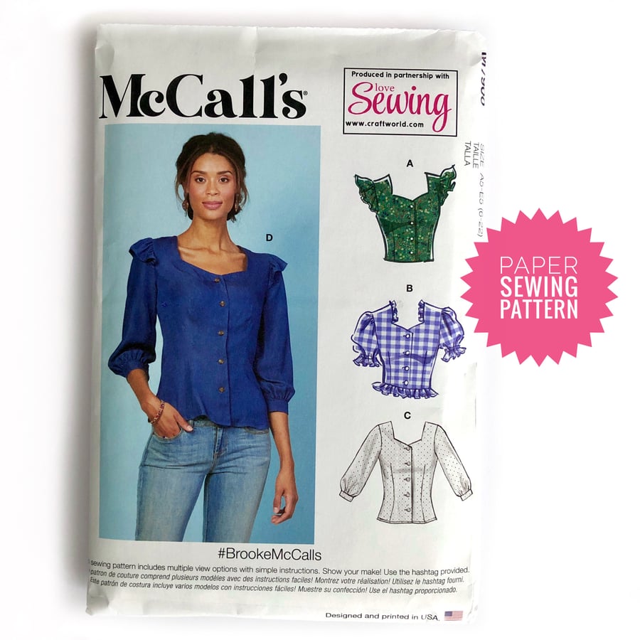 Paper Sewing Pattern, Misses’ Top, New and Unused