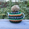 crochet tea cosy,  granny stripe tea cosy large cosy