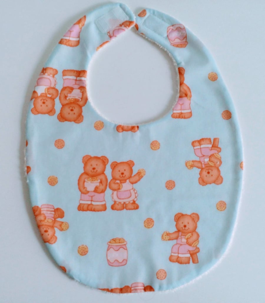 Baby bib, Towelling Bib, baby gift, Bears and cookies