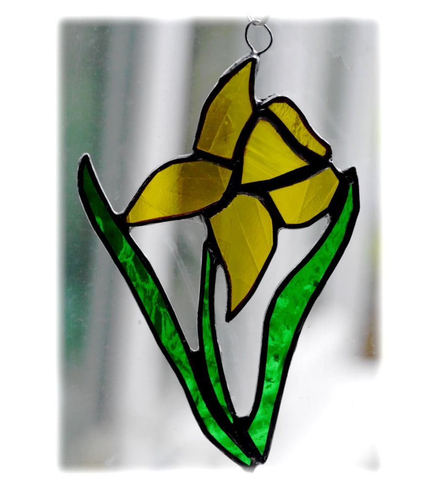 Daffodil Suncatcher Stained Glass Handmade Spring Flower 022