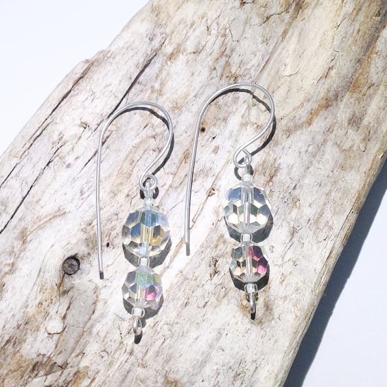 True Vintage Crystal and Sterling Silver Earrings (ERCRDGFD1) - UK Free Post
